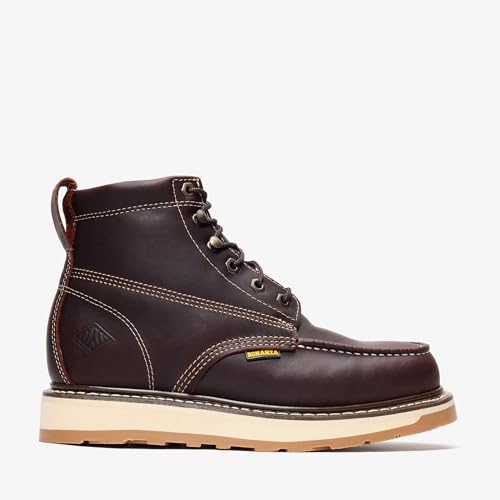 Image of Bonanza Boots Frontier Dual 6 inch Work Boots for Men - Premium Leather Moc Toe, Steel Toe with Light-weight Dual Density Comfort Wedge Outsole; ASTM Rated