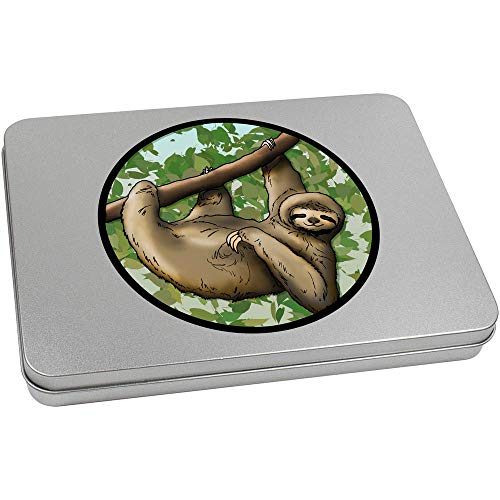Azeeda 220mm 'Hanging Sloth Motif' Metal Hinged Tin/Storage Box (TT00143711)