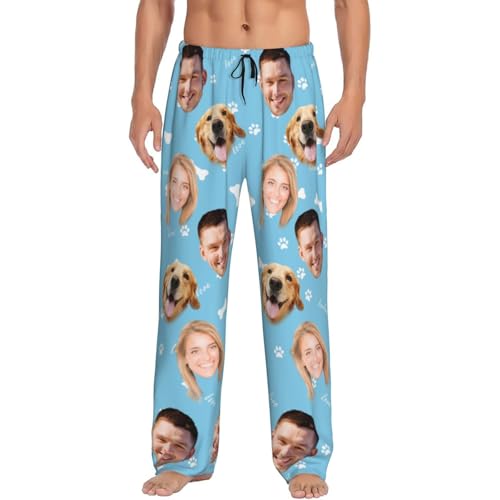 Custom Pajama Pants with Pockets for Women Men Personalized Plaid Pajama Pants with Face Photo Christmas Pajamas Multi Size