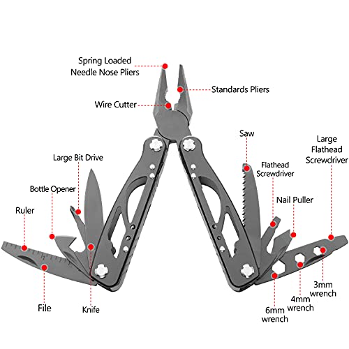 Toyo Hofu Mini Multitool With Pliers,Pocket Knife Multi Tool With Phillips Screwdriver,Wire Cutter,Bottle Opener,Utility Tool With Case For Edc Camping Outdoor Survival Hiking Fishing(Black) #TOP1