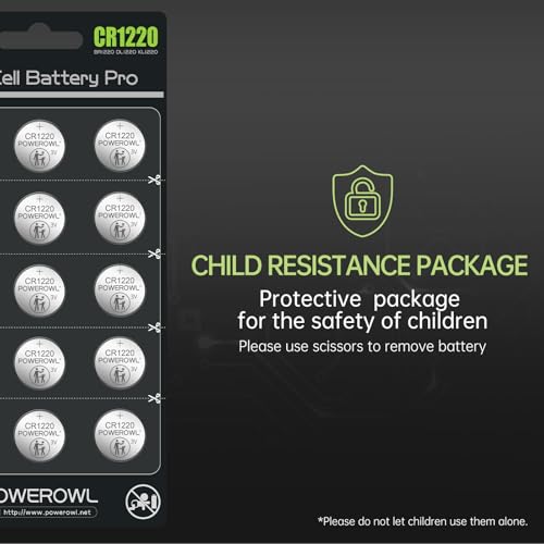 Image of POWEROWL High Capacity CR1220 Battery (15-Pack) 3v Lithium Batteries, 10 Years Leak-Free