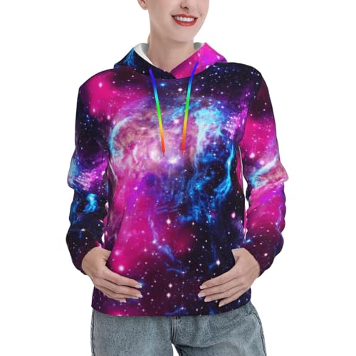Sweat à capuche extensible galaxie pull ultra doux pour femme avec poche tendance