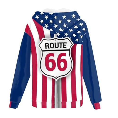 HUIACONG American Flag Hoodies for Men Zip Up 66 Route Sweatshirts Hooded Sweatshirts with Pockets Lightweight Jackets Big and Tall Small Casual Jacket for Mens Active Wear XL4