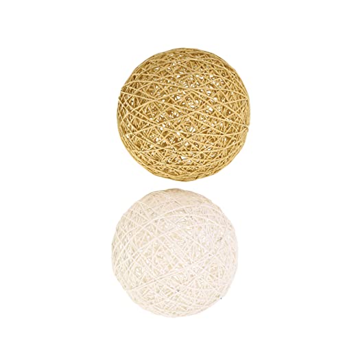 IWOWHERO 2pcs Rattan Pendant Shade Takraw Lampshade Seagrass Lamp Shade Woven Lamp Cover Easy Install Decor