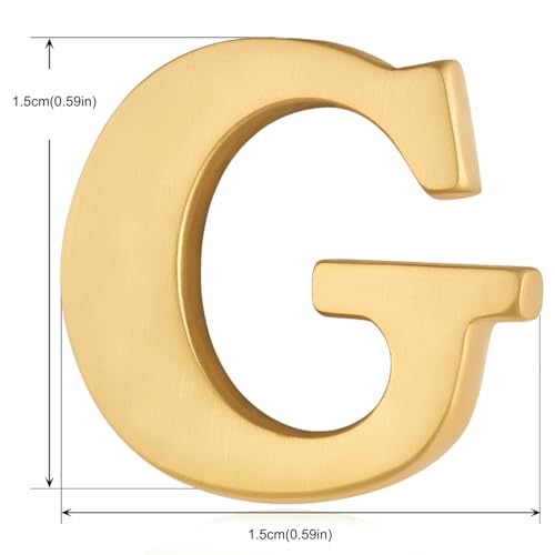 Image of HONEY BEAR Mens Womens Initial Alphabet Letter Lapel Pins Collar Badge Brooches for Business Wedding Graduation Gift Matte Gold 0.59 inches