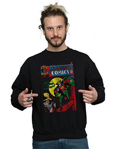 Absolute Cult DC Comics Men's Justice League All American Comics Issue 16 Cover Sweatshirt Black Small
