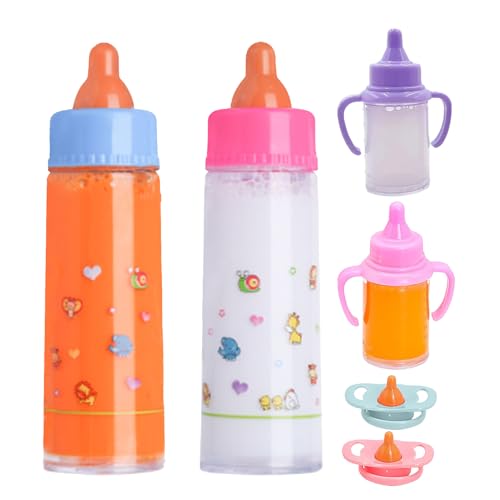 Ancsttu Biberones para muñecas | Accesorios de cuidado de muñecas | Botella de leche juguete con chupete para niñas niños casa escuela guardería cuna Navidad cumpleaños para niños niñas guardería