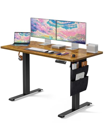 Image of Marsail Electric Adjustable Height Standing Desk with Storage Bag, 48 * 24 inch Sit Stand Up Desk for Home Office,Computer Gaming Workstation, 4 Memory Height Settings,Cable Manager, and Headphone Hook