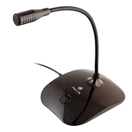 NGS MS115 - Micrófono de Sobremesa con Ángulo Ajustable y Botón Mute para Ordenador/PC, Conexión Jack 3.5mm Cover