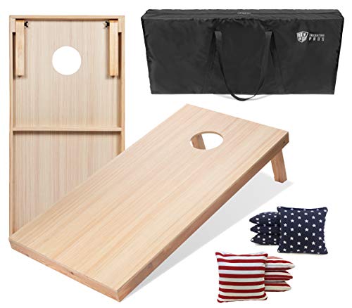 Tailgating Pros 4'x2' & 3'x2' Premium Woodgrain Cornhole Boards w/Carrying Case & Set of 8 Cornhole Bags (You Pick Colors)...