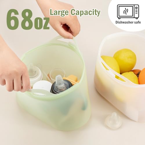 Image of Silicone Travel Bottle Sterilizer Bags | 2000ml Microwave Steam Sterilizer Bags for Baby Bottles, Breast Pump & Pacifiers, Reusable Steam Sterilizing Bags for Travel and Home Use(Clear Green)