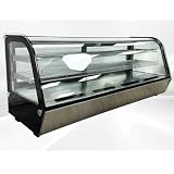 Bakery Display Cooler Refrigerated Case Countertop Desktop Slope Round-Corner 60 ins Commercial Restaurant Pastry Deli Stainless Steel Base Curved Glass NSF Food Cooler CW-250R