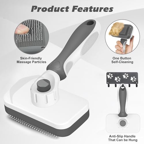 Image of 3PCS Cat Grooming Supplies, Cat Brush & Nail Clipper /Trimmer & Flea Comb for Shedding Indoor Cats Essentials Stuff Accessories (Grey)