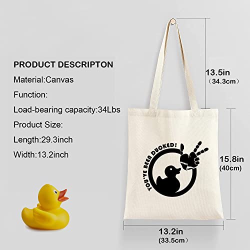 YOU'VE BEEN DUCKED Bag, Duck Duck Tote Bag, Purse For Duck Lovers, Carrying Sack, Rubber Duck Bag, Carryall, Duckers, Luggage - Natural Canvas Tote Bag2