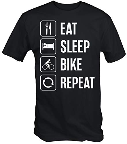 6TN Eat Sleep Moto Repetir Camiseta - Negro, X-Large