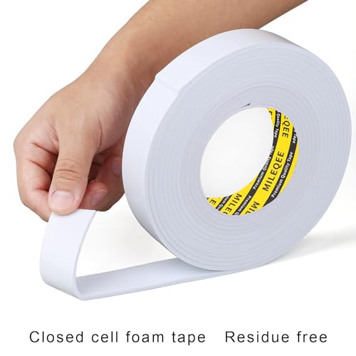 Image of Single-Sided Adhesive Foam Tape EVA White,0.8in x 16.4FT | Multipurpose Sponge Sealing Strip Window Door Insulation Table Edge Protector Wall Bumper Guards