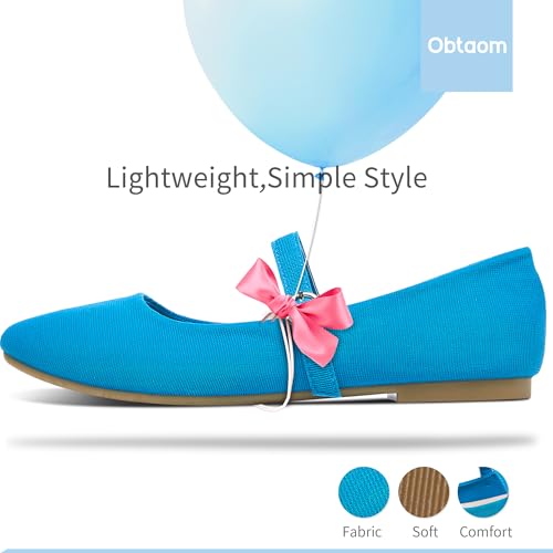 Image of Obtaom Mary Jane Flat Shoes Round Toe Ballet Flats for Women Dressy Fabric Business Flats Comfortable Classic Strap Flats for Office