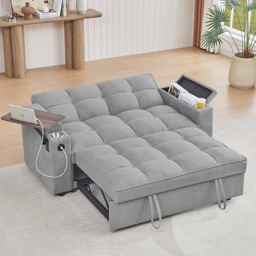 hansones 65" 3-in-1 Queen Sofa Bed with Swivel Table