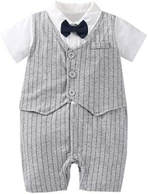 Xumplo Baby Boys Clothes Onesie Gentleman Romper Newborn Boy Jumpsuit Formal Tuxedo Wedding Outfit 0-18 Months