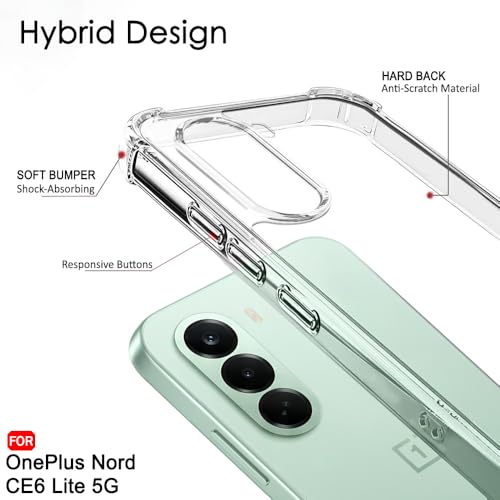 Image of TheGiftKart Crystal Clear Back Cover Case for OnePlus Nord CE 6 Lite 5G | 360 Degree Protection | Shock Proof Design | Transparent Cover Case for OnePlus Nord CE6 Lite (PC & TPU, Transparent Bumper)