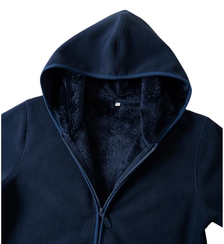 Image of Boys Girls Polar Fleece Jacket with Hood Toddler Coat 2-12 Years | Soft Full Sherpa Fleece Lining, Anti-Pilling, Mid-Weight, Easy Zip-Up, Hooded Design, Hand-Warm Pockets, Elastic Cuffs & Hem