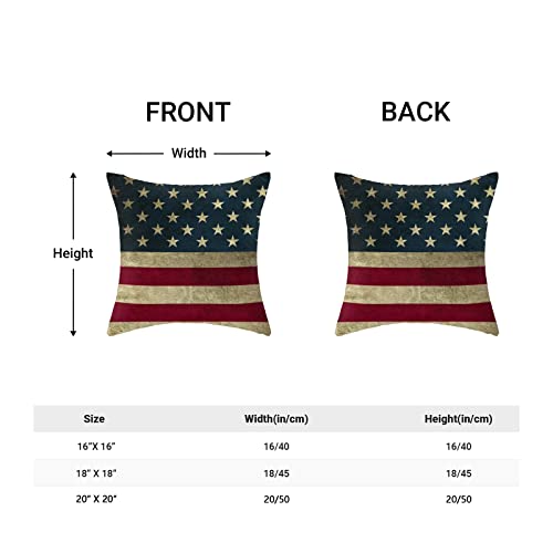 4Th Of July Pillow Covers 16X16 Set Of 2, Patriotic Memorial Day Decorations Throw Pillow Covers Vintage American Flag Outdoors Decorative Linen Cushion Case For Home And Office #TOP2