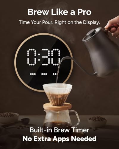 Image of INTASTING Gooseneck Electric Kettle with Precise ±1℉ Temperature Control, Wood-Accented Handle, Stainless Steel Interior, Quick Heating Pour Over Kettle for Coffee & Tea, 0.9L, Matte Grey
