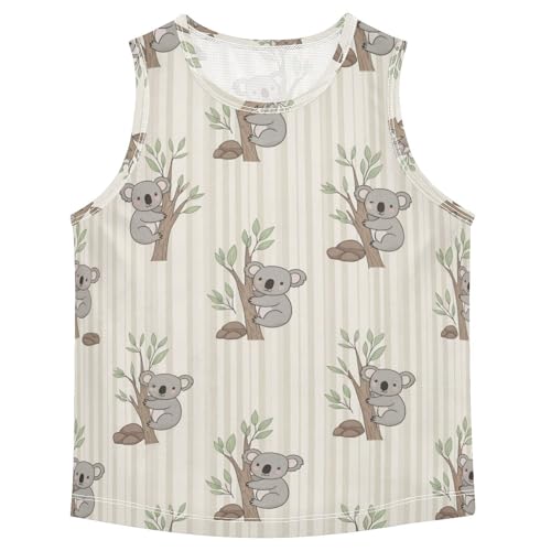 J JOYSAY Koala Leaves Stripes Boys Tank Top Sleeveless Muscle Shirts Quick Dry Active Workout Sport Kids T-Shirts 3-15T