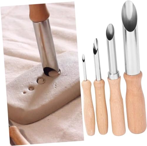 Image of Worison 4 Pcs Round Hole Cutter Stainless Steel Circle Shaping Pottery Clay Sculpture Tools