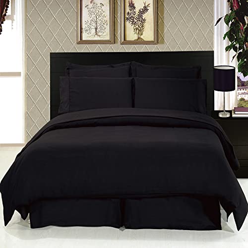 Royal Hotel Bedding King Size Solid Black 300-Thread-Count 3pc Duvet-Cover-Sets and 1pc Siberian Goose Down Comforter 100 Percent Cotton 100% Cotton