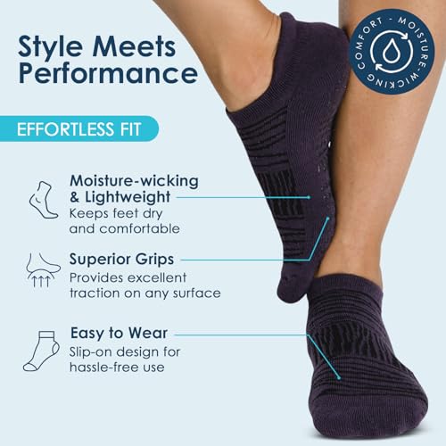 Tucketts Crew Closed Toes Non-Slip Grip Socks - Anti Skid Yoga, Barre, Pilates, Home & Leisure, Pedicure2