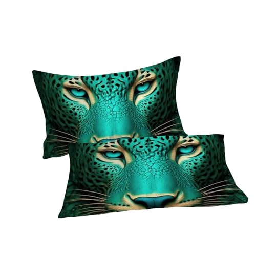Housse de couette léopard vert anti-plis king size lit double sans repassage - 7