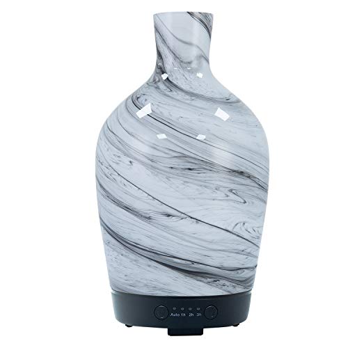COOSA 100ml Aromatherapy Essential Oil Diffuser Glass Handmade Cool Mist Humidifier Waterless Auto Shut-Off with 4 Time Setting and 7 Color Changing Light for Home Deco Office Baby Spa Yoga
