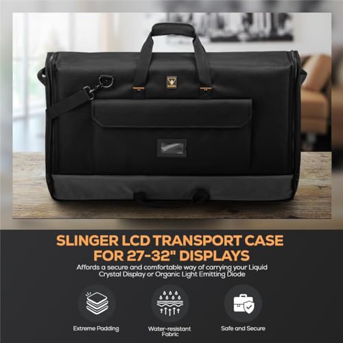 SLINGER Foldable Padded Nylon Tote Carrying Case - LCD Transport Case for Displays, Computers, Monitors & TVs Between 27" - 32" - Water Resistant - Shoulder Strap & Handle Options2