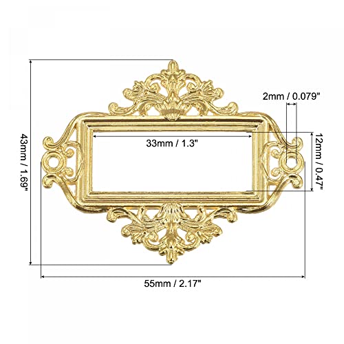Uxcell Metal Label Holders, 55X43Mm 6Pcs Vintage Lace-Up Business Tag Label Frame Card Holder For Shelve File Office Library Drawer, Gold Tone #TOP1