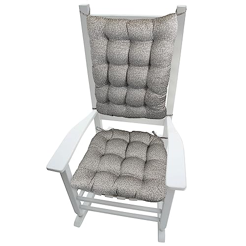 Barnett Home Decor June Grey Size Extra-Large Rocking Chair Cushions - Latex Foam Fill Rocker Seat Pad 19 x 19 & Backrest Cushion - Reversible, Machine Washable (XL/Gray)