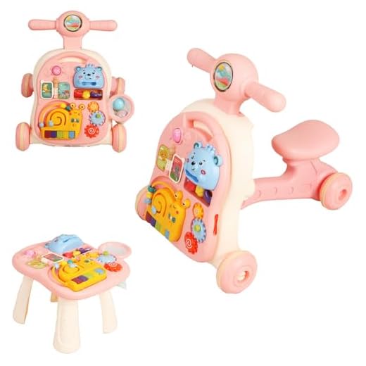 Andador Didatico Bebê Criança 3 em 1 com Brinquedos Atividades - Baby Style (Rosa)