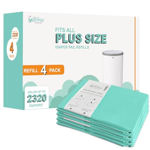 Image of USBOO Refills Compatible with Dekor Plus Diaper Pail,4 Pack Disposable Diaper Pail Refills, Reinforced Thickness Diaper Trash Bags, Holds up to 2320 Diapers,Tropical Fruit