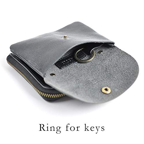 MIRACOLO Full Grain Italian Leather Slim Wallet for Women Card Holder Minimalist Coin Purse Designed in Japan (Dark Brown)4