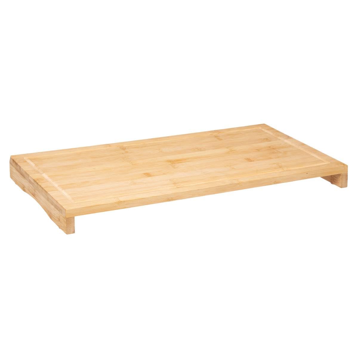 5five - Cache plaque 52x28 cm en Bambou 2-​en-​1. Planche à découper en Bois et Protège Plaque - Compatible Induction Gazinière Vitrocéramique