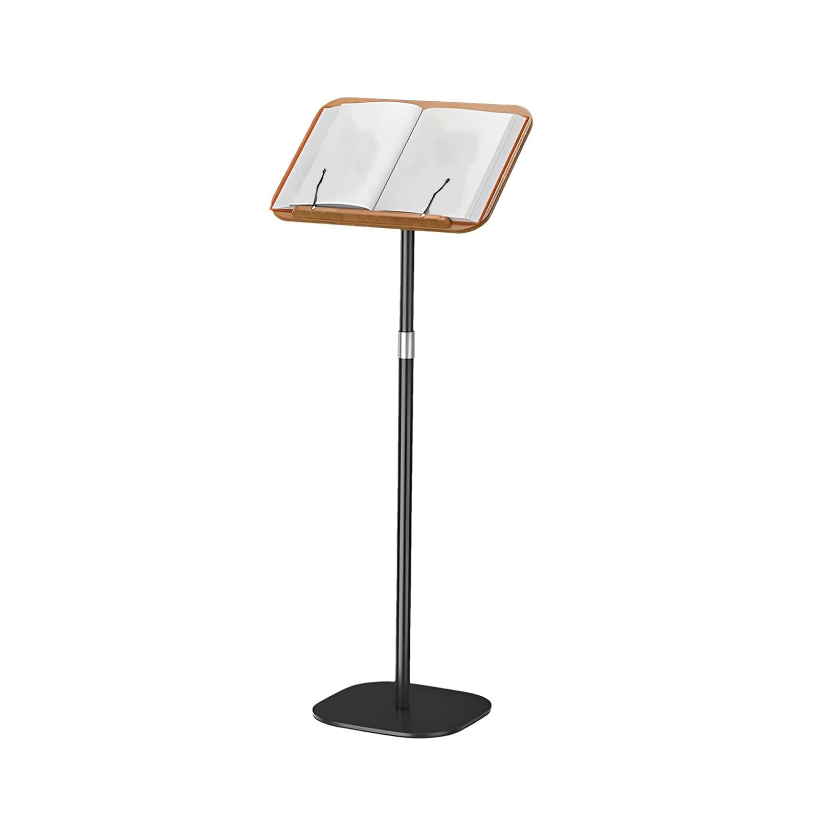 Generico Leggio in Legno Regolabile in Altezza, Supporto per Tablet con Clip su Due Lati, Perfetto per spartiti Musicali, Ricette e Foto, mensola da Pavimento Regolabile da 50 a 130 cm per casa e uff