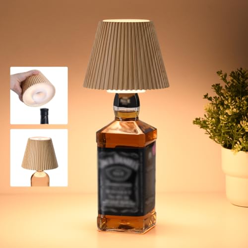 SMARTERIOR Kabellose Flaschenlampe Aufladbare Akku-Lampe Stufenlose Dimmbare Nachttischlampe mit 3 Lichtfarben IP54 Wasserdicht Touch Tischlampe für Innen/Außen Esszimmer Wohnzimmer Schlafzimmer