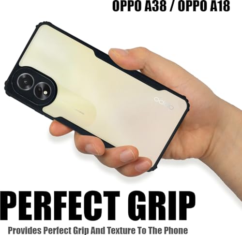 Image of AIBEX Crystal Clear Back Cover Case for Oppo A18 4G / Oppo A38 4G | 360 Degree Protection | Shock Proof Design | Transparent Back Cover Case (PC & TPU, Black Bumper)