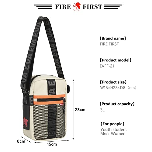 Image of FIREFIRST Neon Genesis Evangelion Small Crossbody Shoulder Bag for Men | Anime Merch,Crossbody Zip Bag,Adjustable Crossbody Bag with for Men and Women