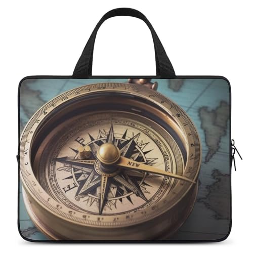 Housse ordinateur portable voyageant de café en bureau avec sa poignée boussole rétro