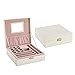 Produktbild Reeamy-Home Schmuckkästchen Leder Abschließbare Schmuck Organisator-Aufbewahrungsbehälter mit Spiegel und Verschluss for Frau Schmuck Display Box (Color : White, Size : 25.3x25.3x8.5cm)