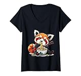 Photo Gallery donna kawaii red panda mangiare ramen noodle soup anime cute graphic maglietta con collo a v Photo Gallery donna kawaii red panda mangiare ramen noodle soup anime cute graphic maglietta con collo a v