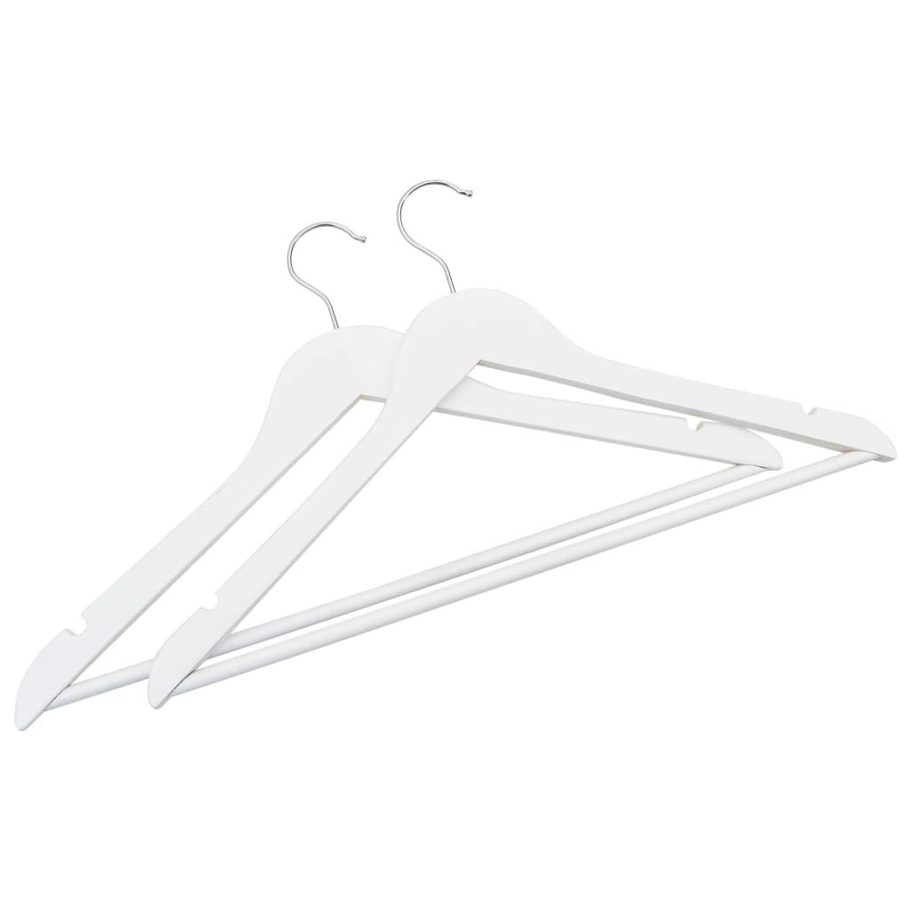 Juego de 20 perchas de madera dura blanca con gancho de metal, antideslizantes y giratorias, dimensiones 44,5 x 23 cm, con puente y muesca, ahorra espacio para guardarropa, armario y vestidor
