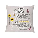GHORIHUB Inspirational Pillow Case Cover Graduation Birthday Gift Grand Daughter Sister Niece Cushion Case Encouraging Home Decoration Face to Sunshine Dance in The Rain Hug Pillowcase (Niece)