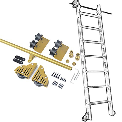 GLFNB - Juego de herrajes para escalera deslizante de biblioteca, escalera de granero deslizante de tubo redondo rústico (3 m/300 cm)